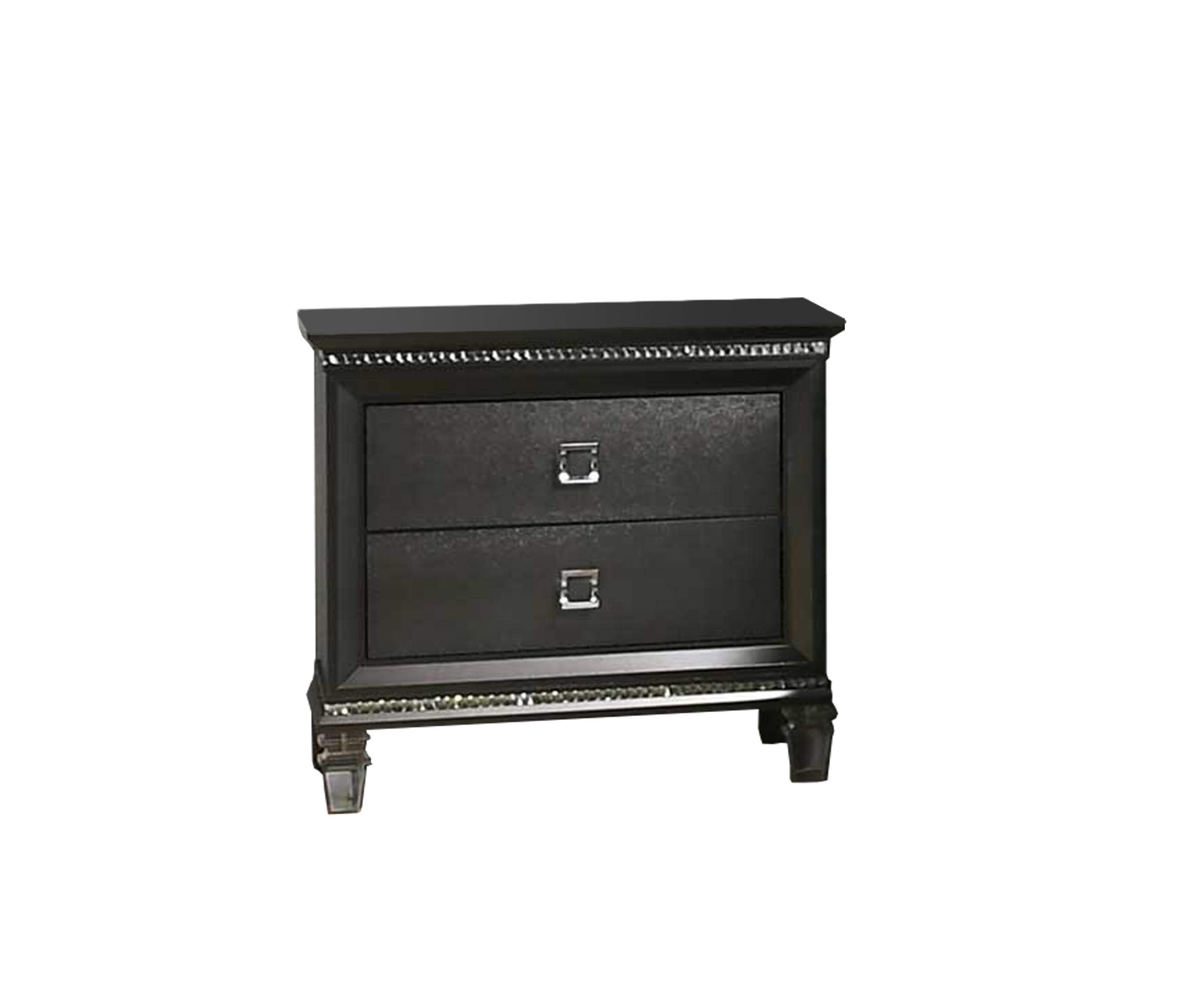 Best Quality Furniture Bellagio Nightstand Only, Metallic Gray